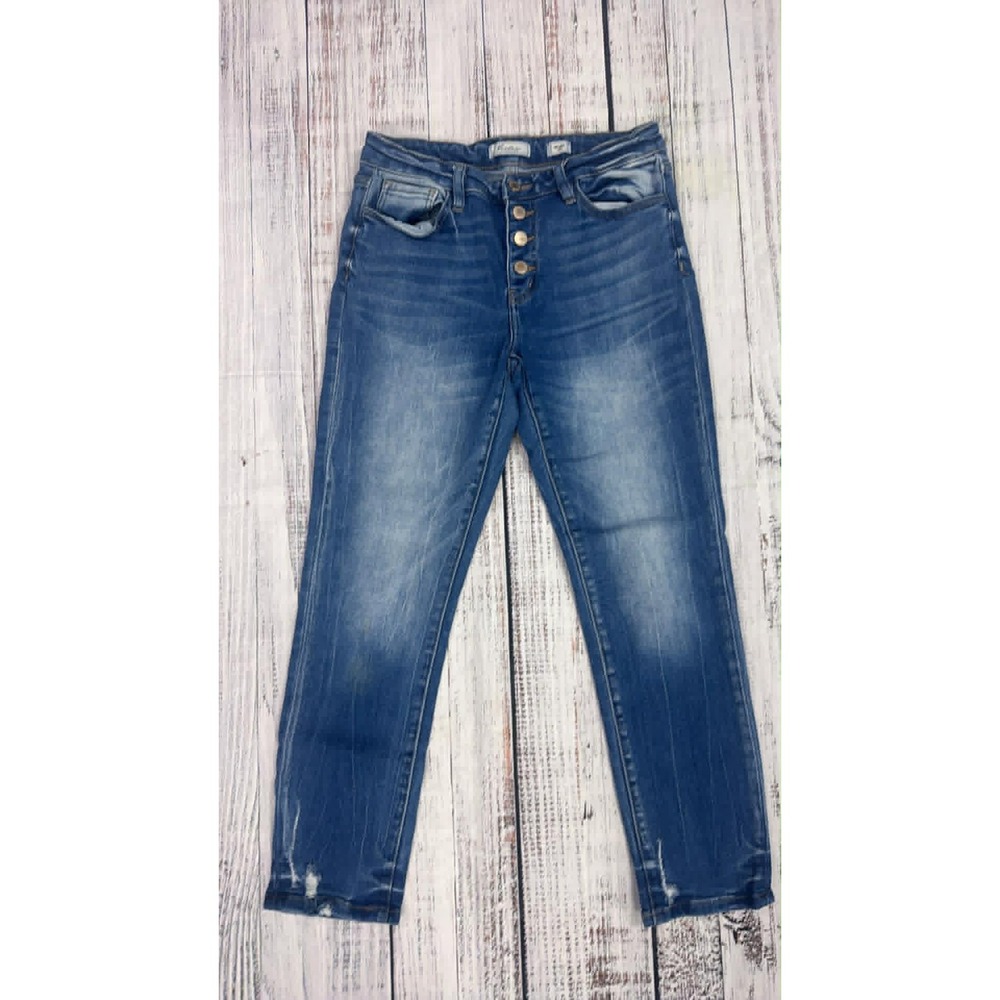 KanCan Signature Mid Rise Ankle Skinny Jeans Blue Button Fly VBK1921A Size 28